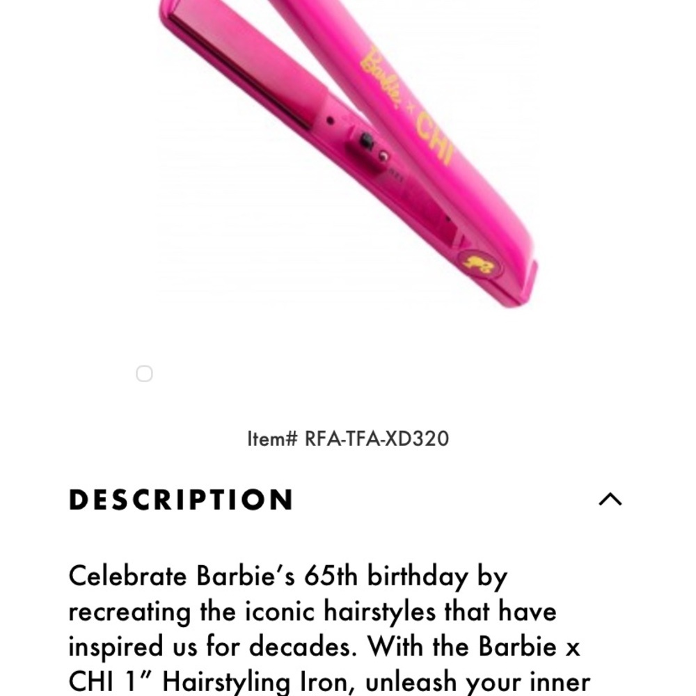 CHI | Barbie Hairstyling Straightener Iron 1” ceramic plates w/ Sunglasses - Picture 5 of 5